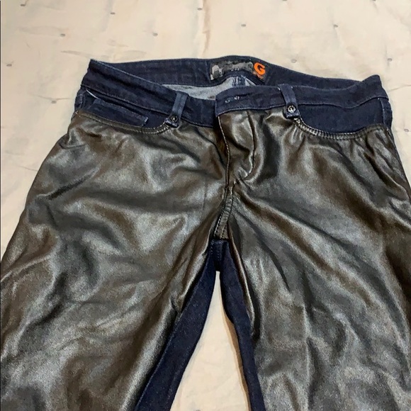 jeans with leather front